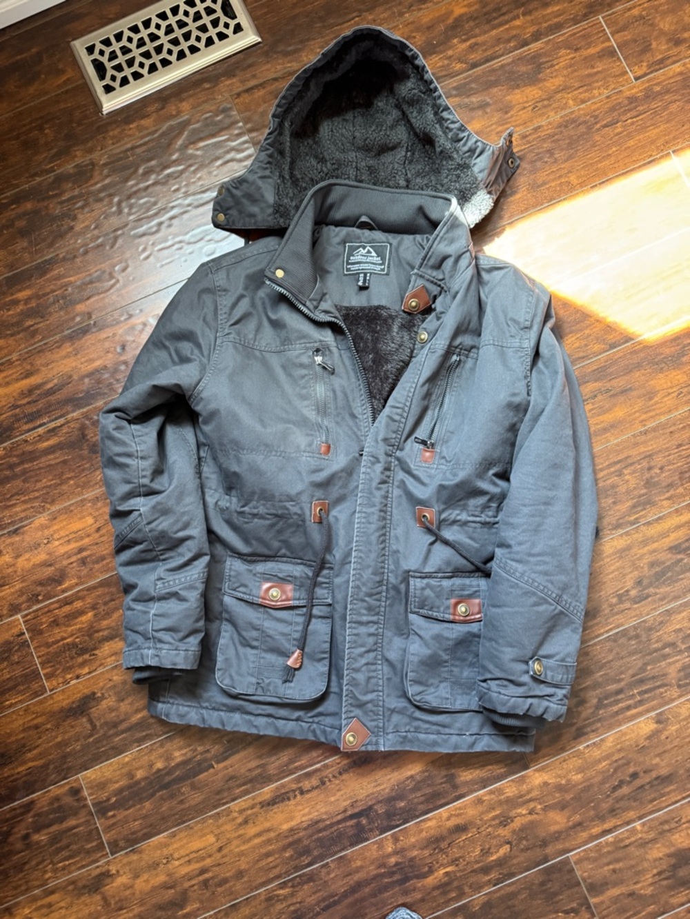 Weather-Resistant Hooded Parka Jacket - Black